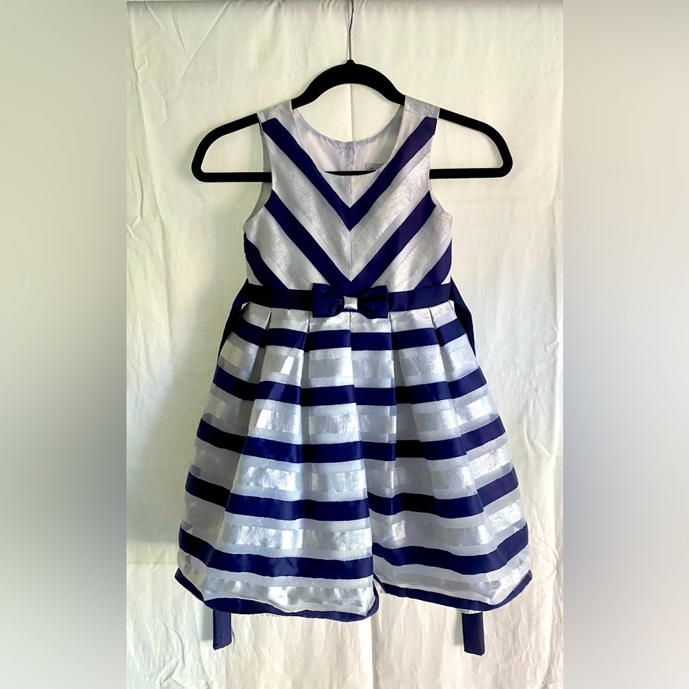Jona Michelle navy and silver girls dress size 6.